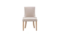 Slickblue Set of 2 Fabric Dining Chairs Leisure Padded Chairs with Rubber Wood Legs,Nailed Trim, Beige