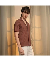 Men's Chocolate Brown Micro Zig-Zag Shirt