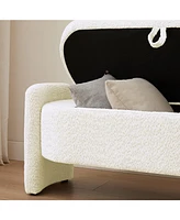 Slickblue Oval Storage Bench with 3D Lamb Fleece Fabric