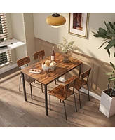 Slickblue 5-Piece Dining Table Set with Comfortable Chairs and Backrests for Stylish Dining Rooms