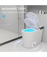 Lalahoo Luxury Smart Toilet with Built in Tank, Warm Water Sprayer and Dryer, Foot Sensor Operation, Built-in aromatherapy system, Heated Bidet Seat a