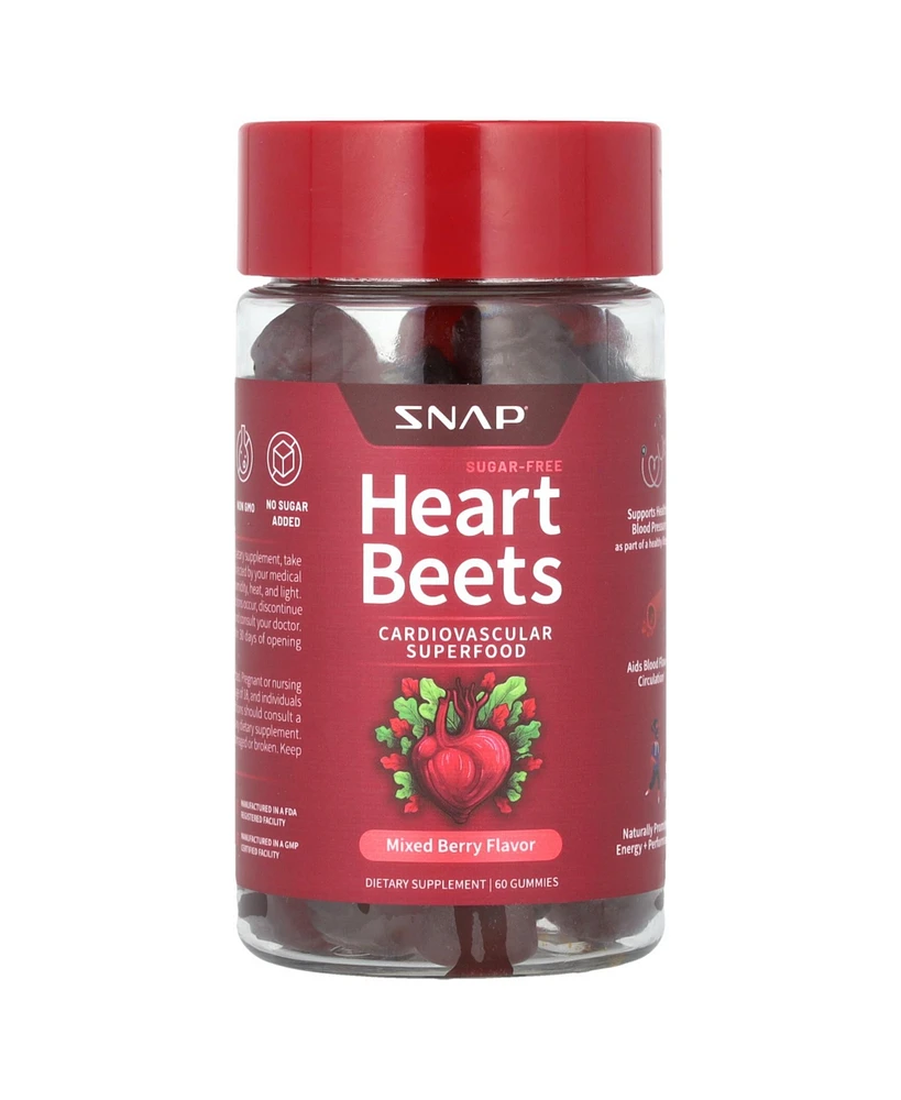 Snap Supplements Heart Beets Gummies Sugar Free Mixed Berry