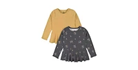 Gerber Toddler Girls Mustard & Plum Floral Peplum Tops