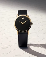 Movado Women's Swiss Museum Classic Black Leather Strap Watch 33mm