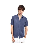 Campus Sutra Men's Lapis Blue Puffy-Textured Shirt