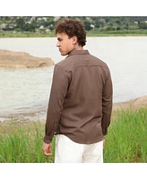 Campus Sutra Men's Mocha Brown Self-Design Striped Shirt