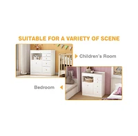 Homsee White 5-Drawers Changing Table,Kids Low Dresser with Shelf