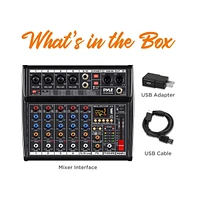 Pyle Compact 6-Channel Audio Mixer Pro Audio Interface with Multi-fx Processor