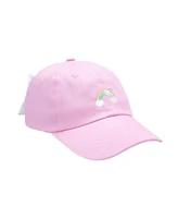 Bits & Bows Girls Rainbow Sparkle Bow Baseball Hat Pink