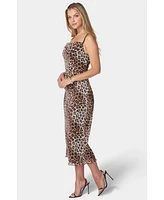 Bebe Women's Printed PowerMesh Cowl Maxi Dress