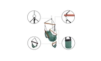 Slickblue Oxford Cloth Hanging Chair 100kg Capacity Seaside Courtyard Chair with Cup Holder & Wooden Stick