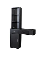 Slickblue Black Modern Simple Hair Desk with Multi-Layer Storage and Ample Space for Organizing Supplies