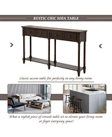 Slickblue Console Table Sofa Easy Assembly with Two Storage Drawers and Bottom Shelf for Living Room, Entryway