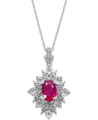 Sapphire (1 ct. t.w.) and Diamond (1/5 Pendant Necklace 14k White Gold (Also Available Ruby)