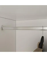 Famapy White Wood Glass Doors Armoires Wardrobe with Drawers, Open Shelves