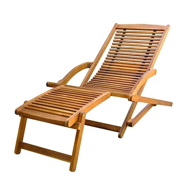 Deck Chair with Footrest Solid Acacia Wood