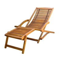 vidaXL Deck Chair with Footrest Solid Acacia Wood