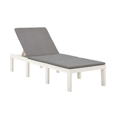 vidaXL Sun Lounger with Cushion Plastic White