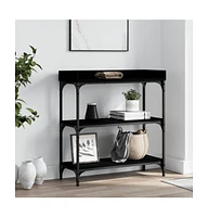 vidaXL Console Table with Shelves Black 29.5"x11.8"x31.5"