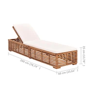 vidaXL Sun Lounger with Cream Cushion Solid Teak Wood