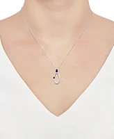 Sapphire (1/2 ct. t.w.) & Diamond (1/3 ct. t.w.) Oval 18" Pendant Necklace in 14k White Gold