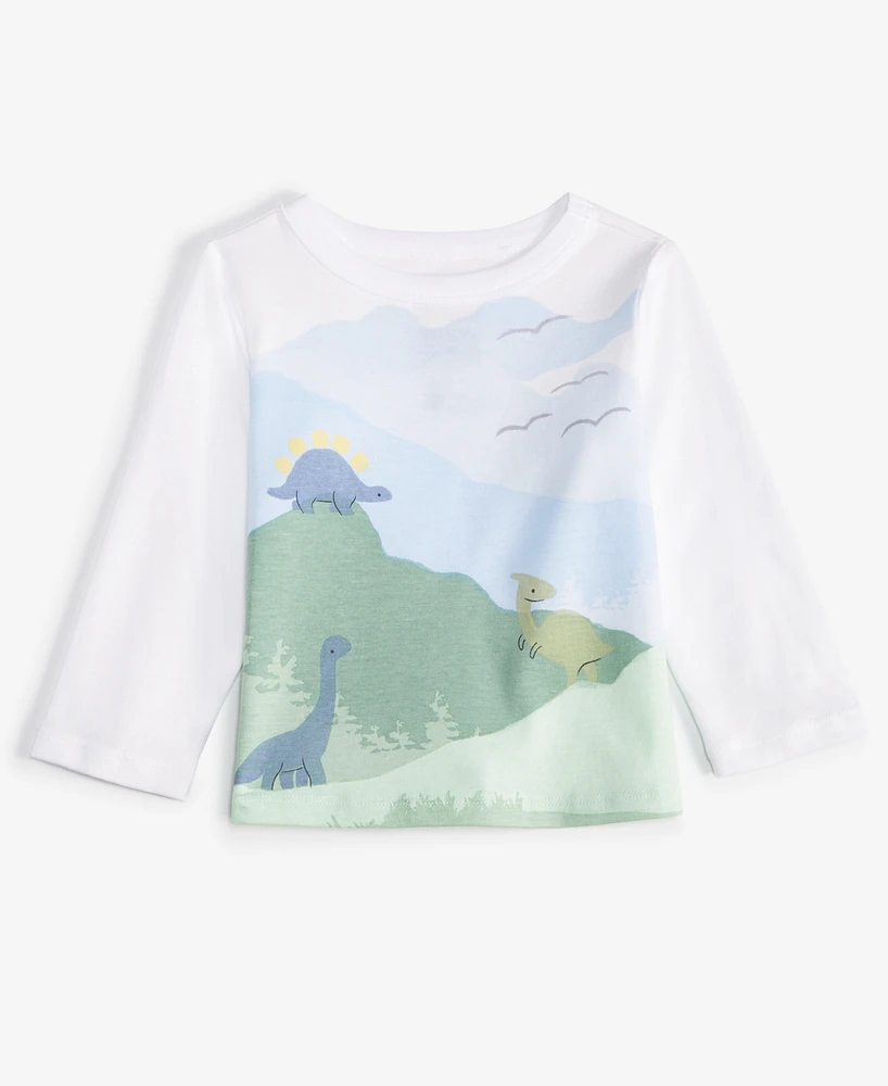 First Impressions Baby Boys Long-Sleeve Dino Mountain Graphic T-Shirt, Created for Macy's