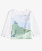 First Impressions Baby Boys Long-Sleeve Dino Mountain Graphic T-Shirt, Created for Macy's