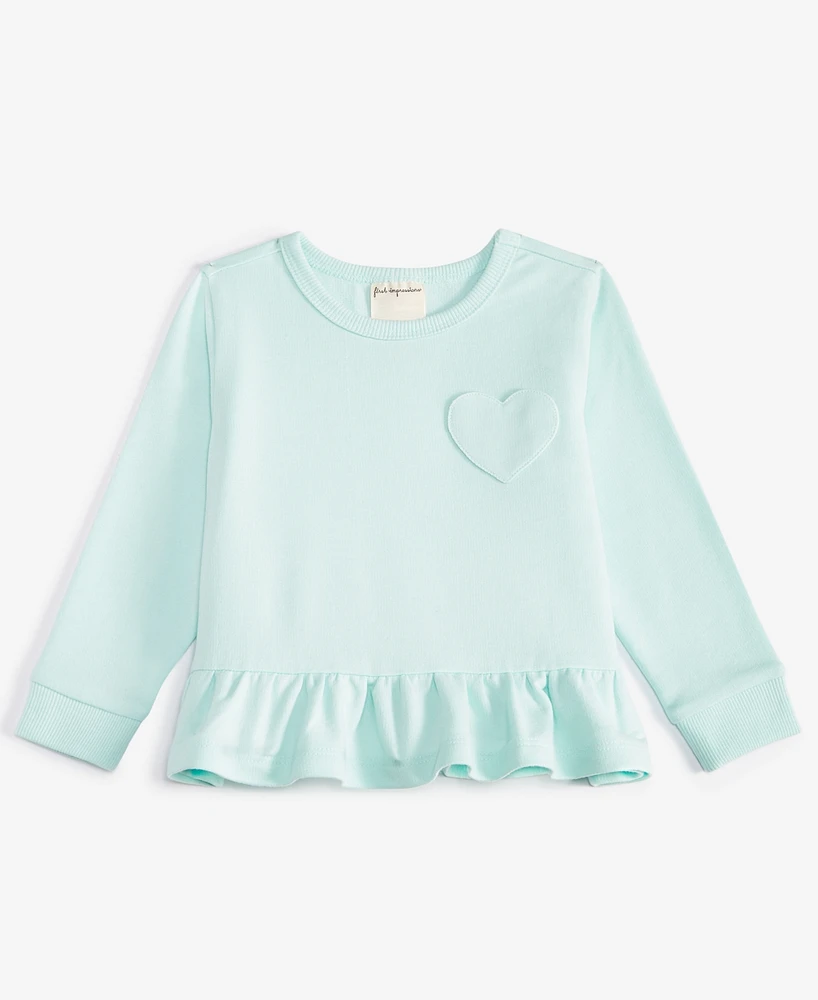 First Impressions Baby Girls Long-Sleeve Heart Ruffled-Hem Sweatshirt, Created for Macy's