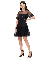 Vince Camuto Women's Novelty Organza Embellished Float Dress