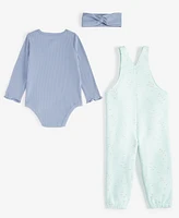 First Impressions Baby Girls Headband, Bodysuit & Fleece Overalls, 3 Piece Set, Created for Macy's