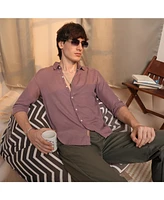 Men's Nude Pink Woven-Textured Shirt