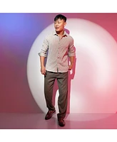 Men's Greige Geometric-Texture Shirt