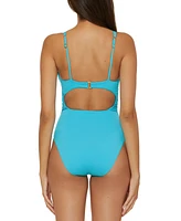 Becca Women's Garden Of Eden 3D Flower Tie-Trim One-Piece Swimsuit