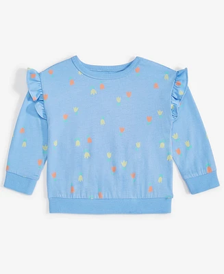 First Impressions Baby Girls Long-Sleeve Tulip Twirl Printed Sweatshirt, Created for Macy's