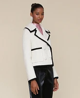 Avec Les Filles Women's Tweed Double-Breasted Tipped Jacket
