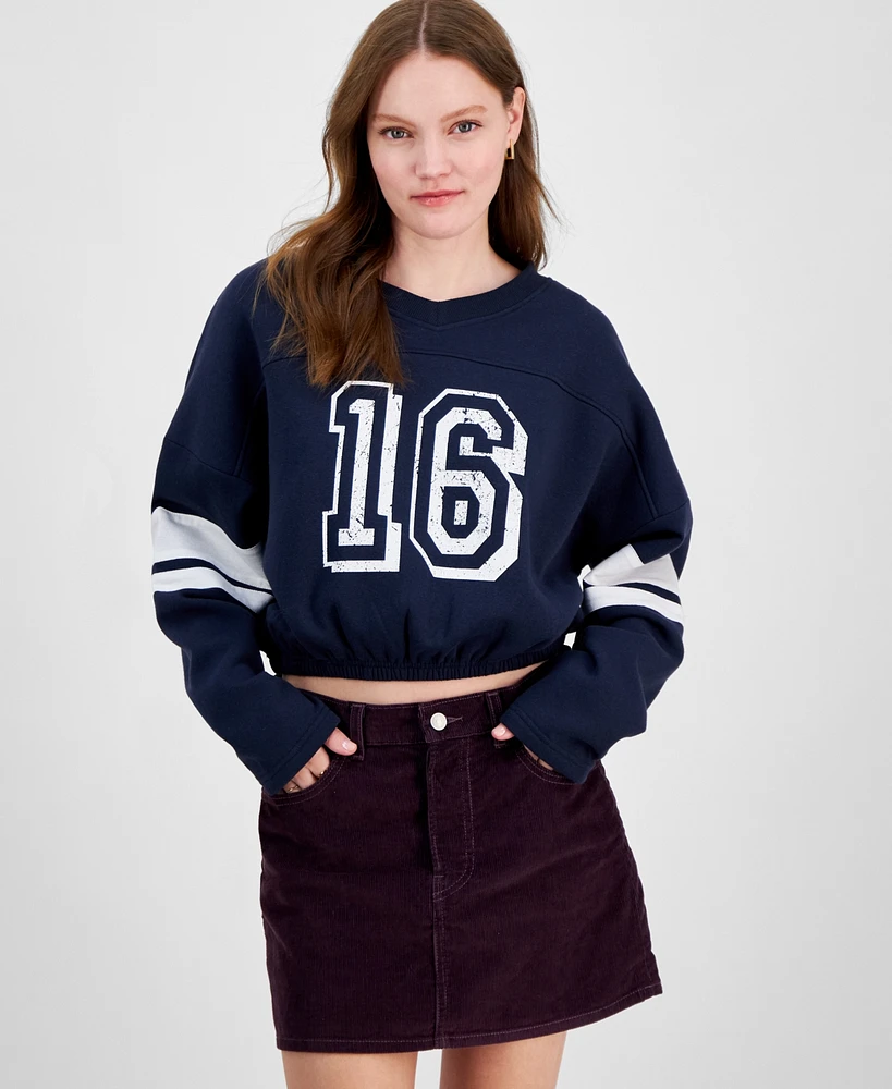 Planet Heart Juniors' Oversized Varsity Sweatshirt