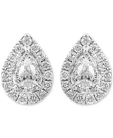 Effy Diamond Pear Halo Stud Earrings (1/2 ct. t.w.) in 14k White Gold