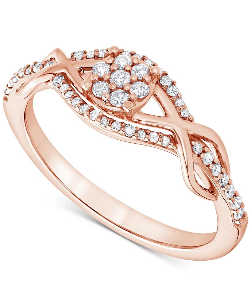 Diamond Cluster Twist Openwork Ring (1/4 ct. t.w.) in 10k Rose Gold