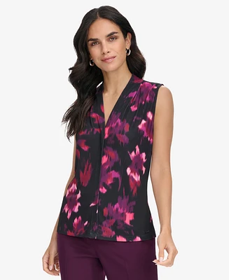 Calvin Klein Women's Printed V-Neck Sleeveless Top