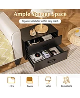Sugift 2-Drawer Stackable Horizontal Storage Cabinet Dresser Chest with Handles