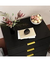 Homsee 5-Drawer White Wood Storage Cabinet Organizer W/Metal Leg