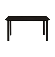 vidaXL Patio Dining Table Black 59.1"x31.5"x29.1" Steel and Glass