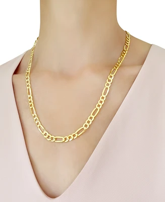 Italian Gold Figaro Link 22" Chain Necklace (6mm) in solid 14k Gold