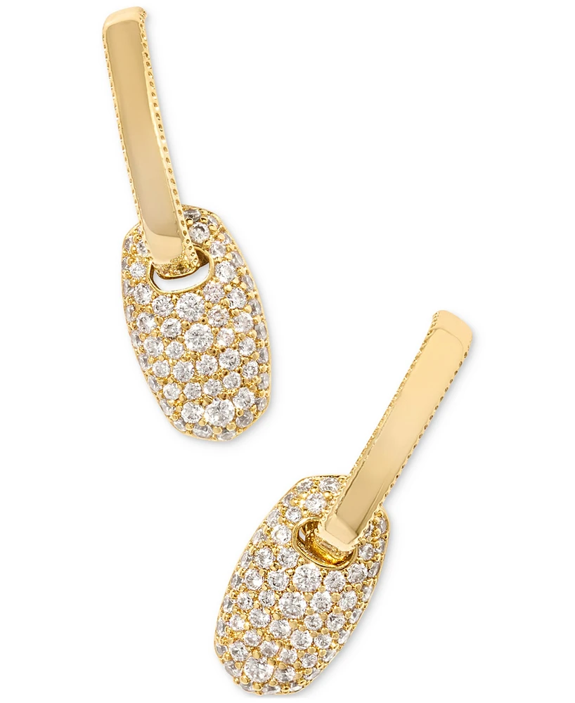 Kendra Scott Pave Link Charm Huggie Hoop Earrings