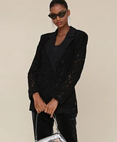 Avec Les Filles Women's Lace Long-Sleeve Tuxedo Jacket