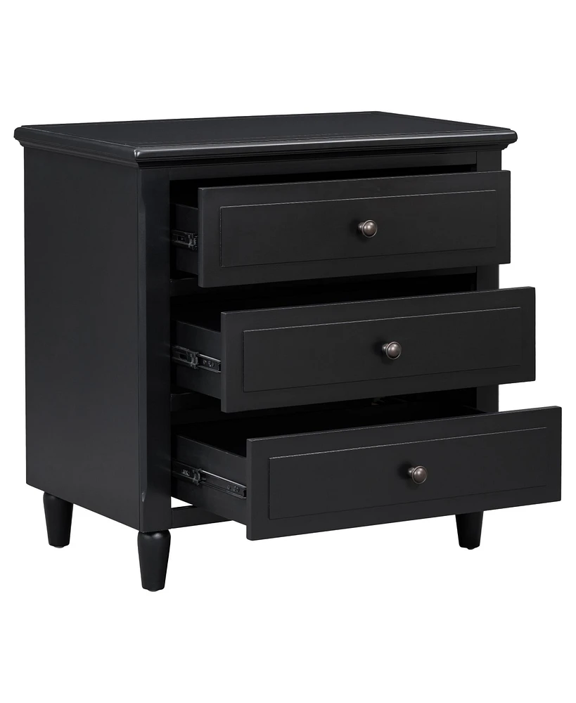 Slickblue 3-Drawer Wooden Nightstand Cabinet for Efficient Storage