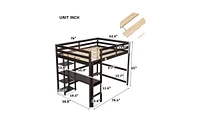 Slickblue Full Loft Bed with Desk and Shelves for Space-Saving Storage