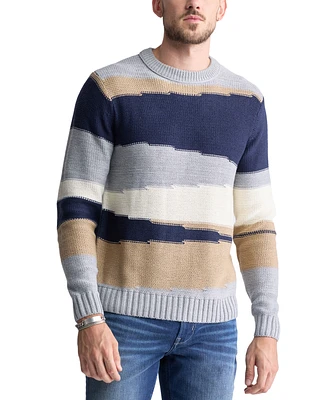 Buffalo David Bitton Men's Wollen Long Sleeve Colorblocked Crewneck Sweater