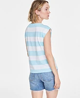 On 34th Women's Striped Extended-Sleeve Crewneck T-Shirt, Exclusively at Macy's