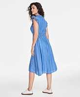 On 34th Women's Chambray Flutter-Sleeve Midi Dress, Created for Macy's